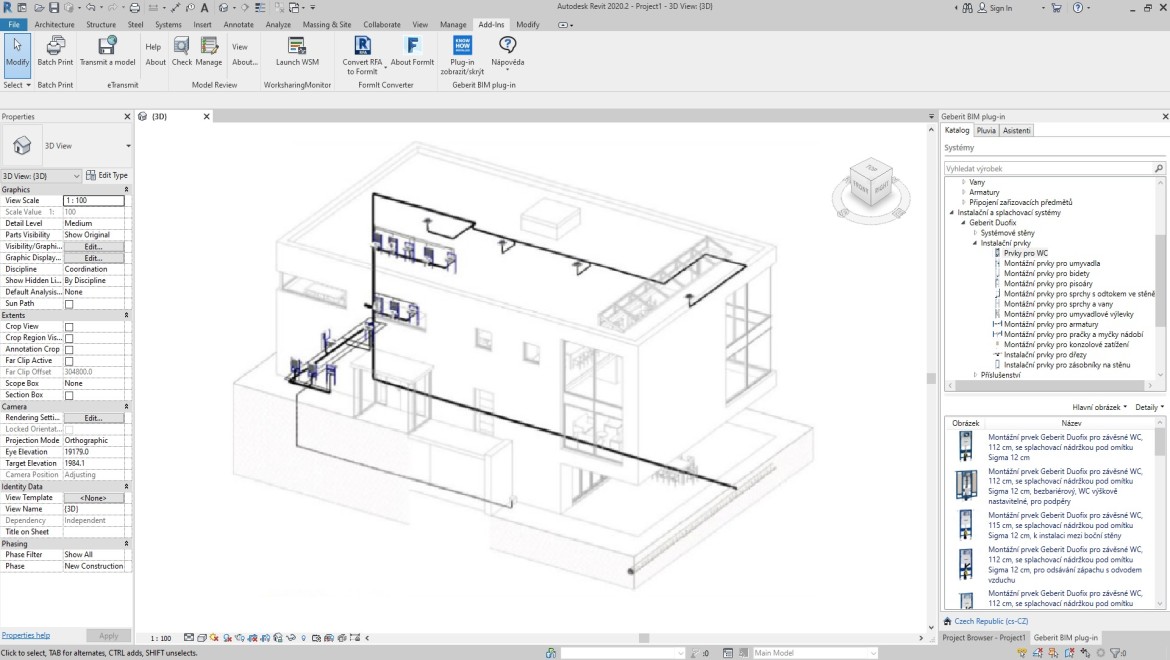 struktura výrobků v modulu Katalog v Autodesk® Revit®