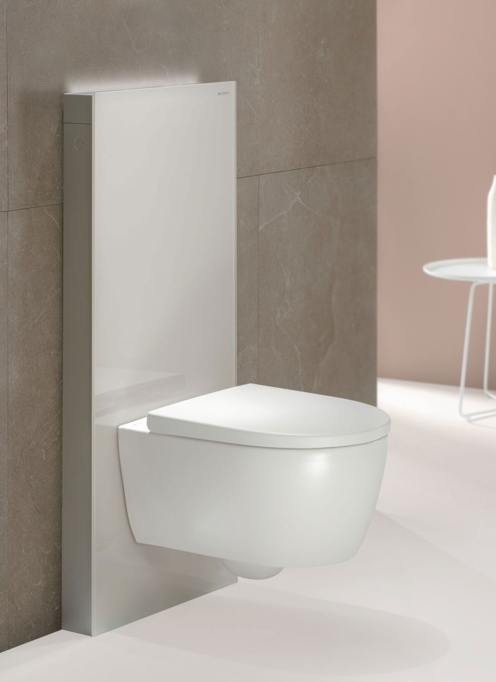 Geberit Monolith Plus is a cistern designed to be placed in front of the wall