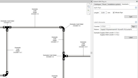 číslování potrubí v Geberit BIM plug-in