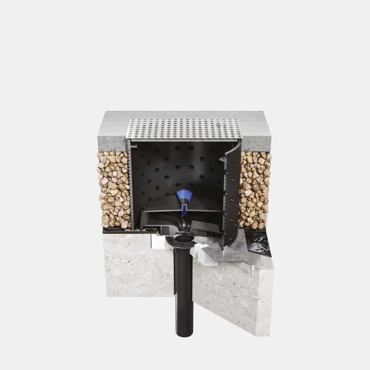 Instalace systému Geberit Pluvia na pochozí betonovou střechu s bitumenovou střešní fólií Instalace systému Geberit Pluvia na pochozí betonovou střechu s bitumenovou střešní fólií