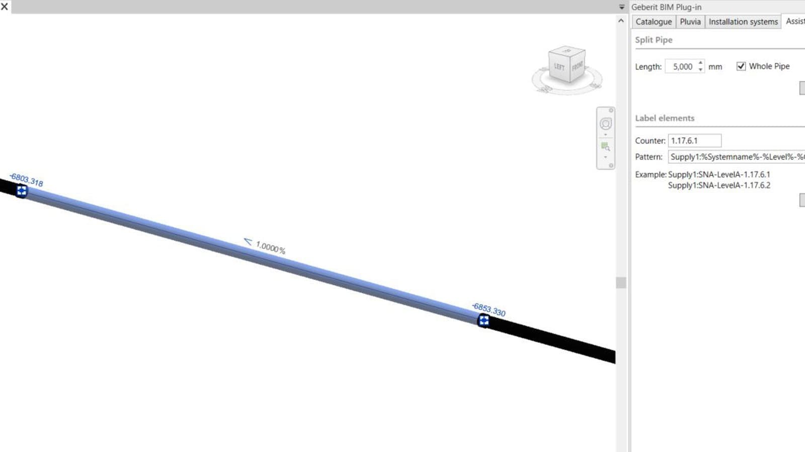 rozdělení délky potrubí v závislosti na dostupných délkách v Geberit BIM plug-in rozdělení délky potrubí v závislosti na dostupných délkách v Geberit BIM plug-in