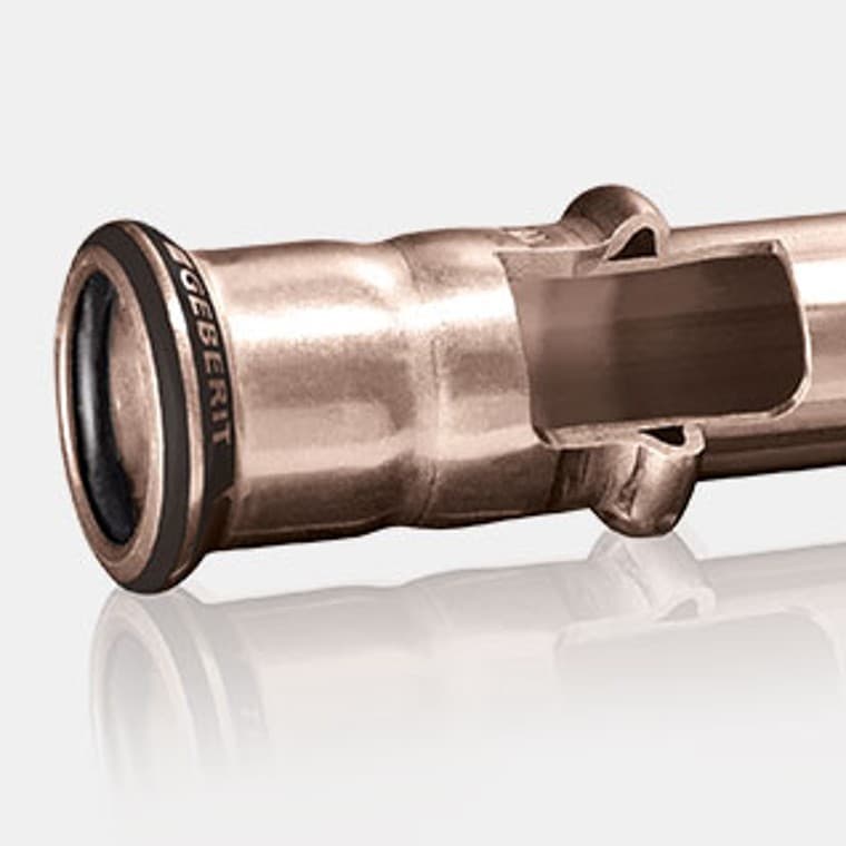 Průřez systémové trubky a nátrubku Geberit Mapress CuNiFe Průřez systémové trubky a nátrubku Geberit Mapress CuNiFe